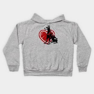 Doberman Heart Kids Hoodie